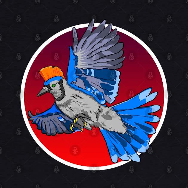 Blue Jay Punk Rock with an Orange Mohawk by Dragonzilla